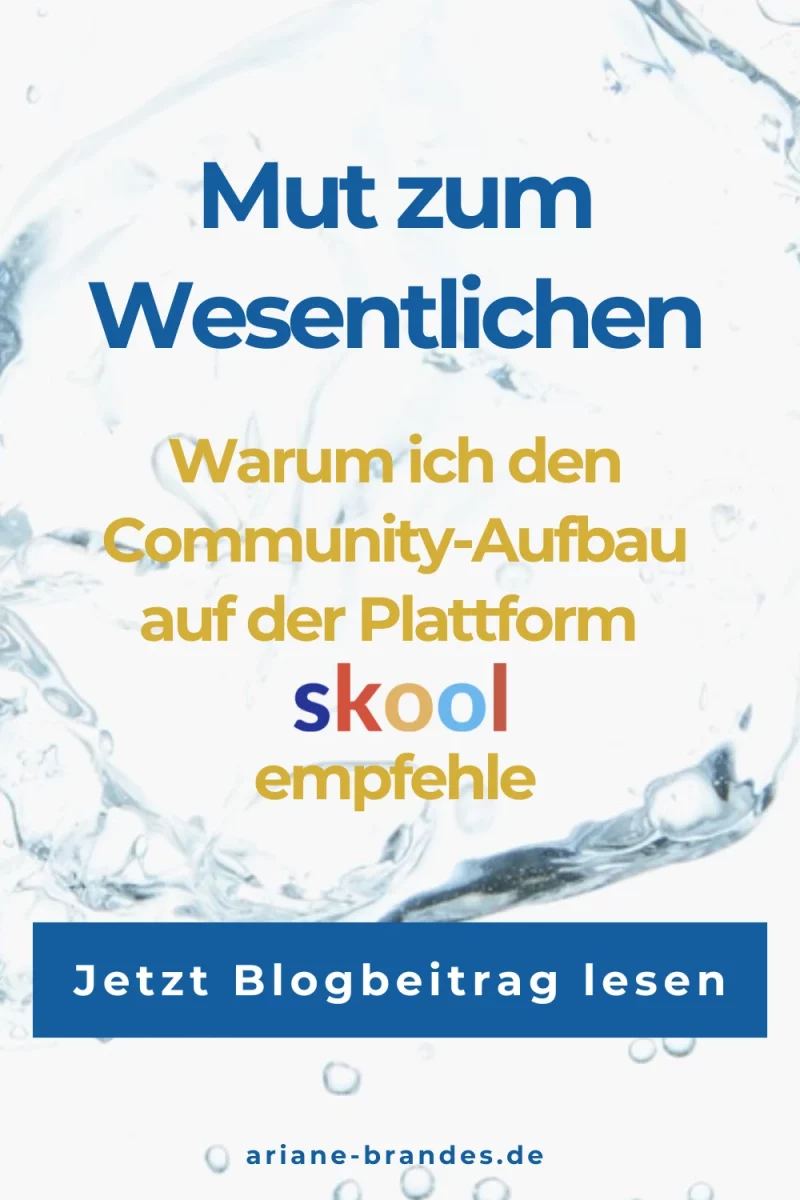 Pinterest Infografik: Mut zum Wesentlichen - Warum ich den Community-Aufbau auf der Plattform Skool empfehle von Community-Strategin Ariane Brandes